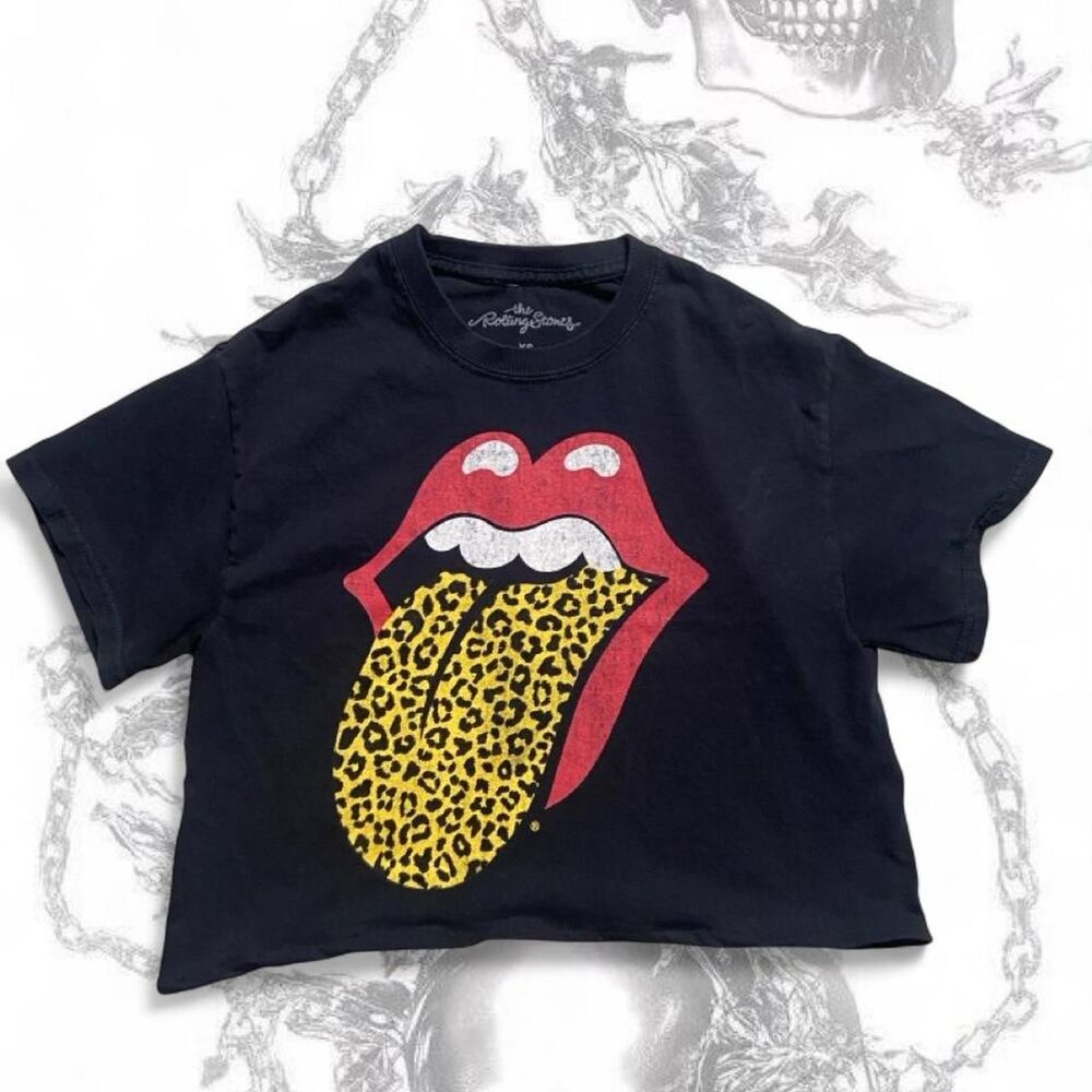 The Rolling Stones leopard print crop top